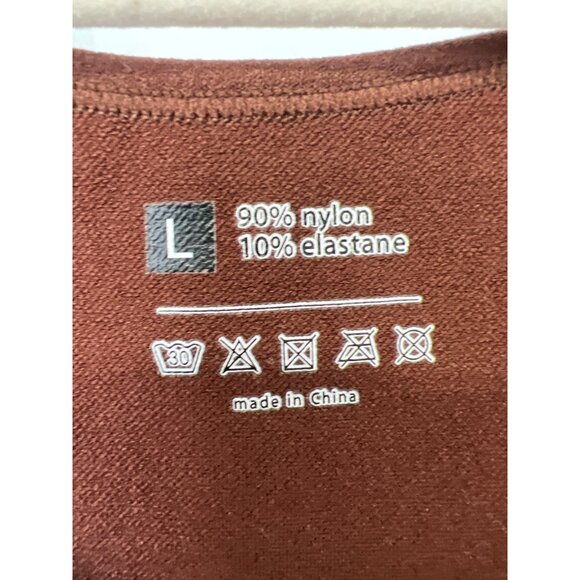 Scoop Neck Sleeveless Tank Top Size Large Stretch Brown Nylon Neutral Layers - Picture 3 of 5